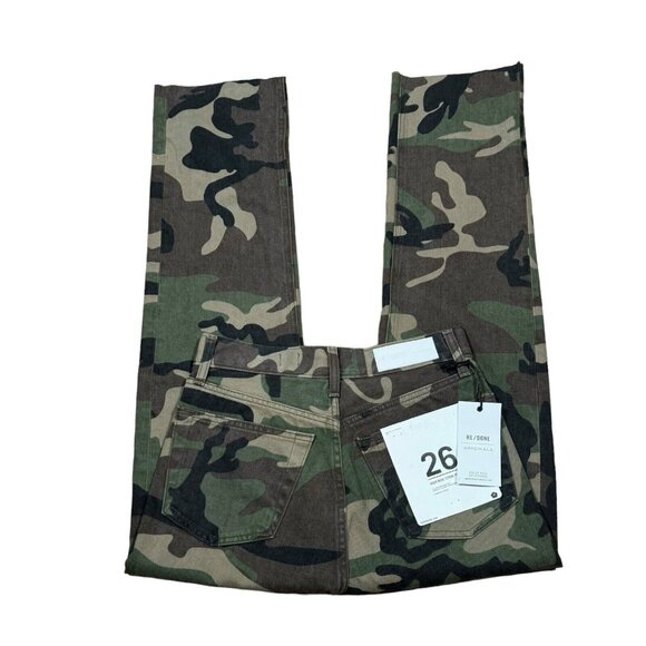 NWT‎ RE/DONE Originals High Rise Stove Pipe Camo Camouflage Pants Size 26 USA - Picture 1 of 11